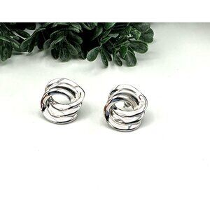 Vintage Trafari Earrings Silver ToneTwisted Knot Design